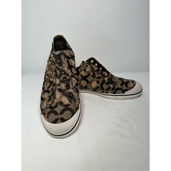 COACH Keeley signature camo low top women’s canvas slip on shoe sz 6.5B  #229 - Picture 1 of 9